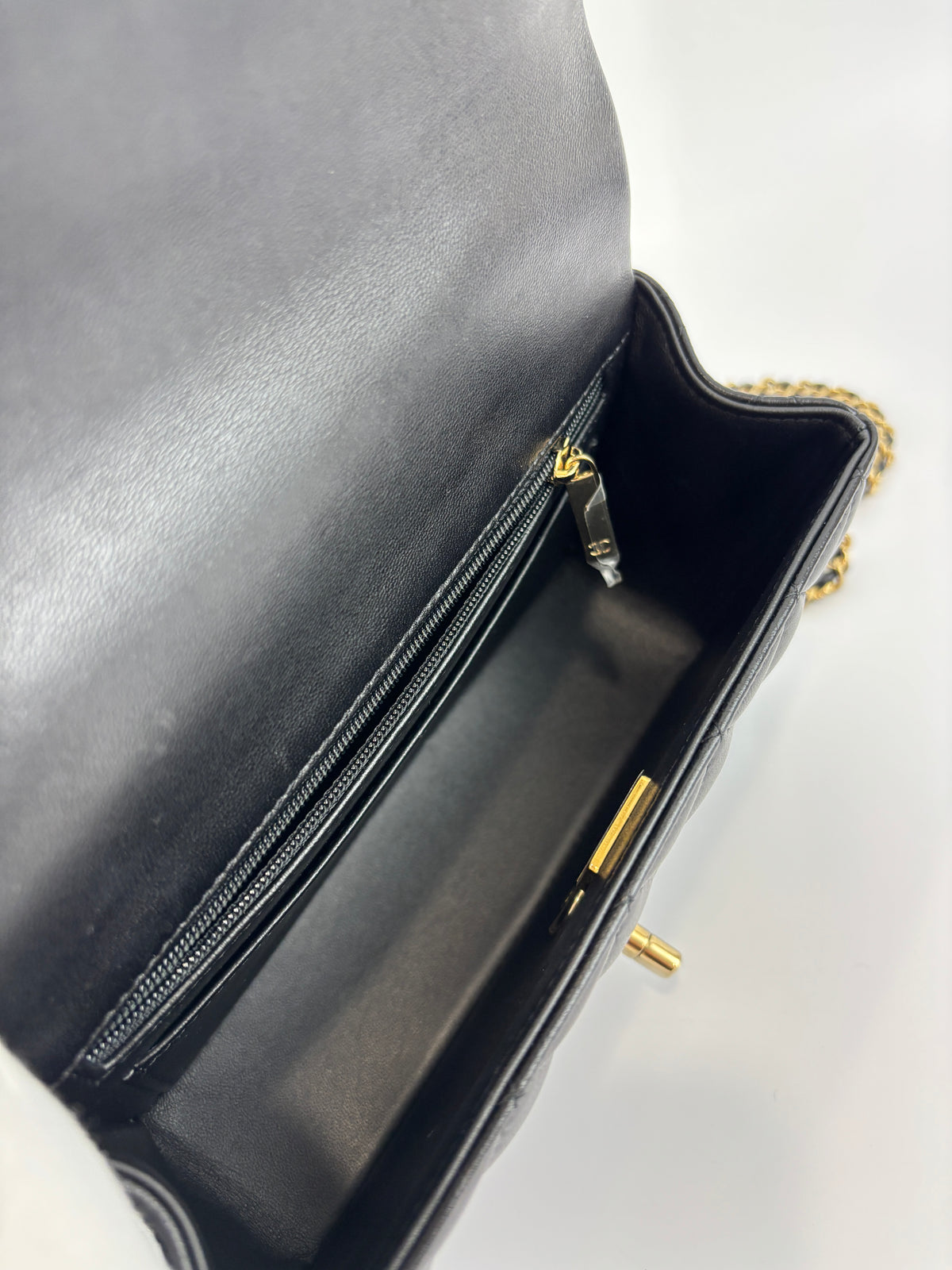 Chanel AS2431 Mini Rectangular Flap Bag with Top Handle in Black Lambskin LGHW - Glampot