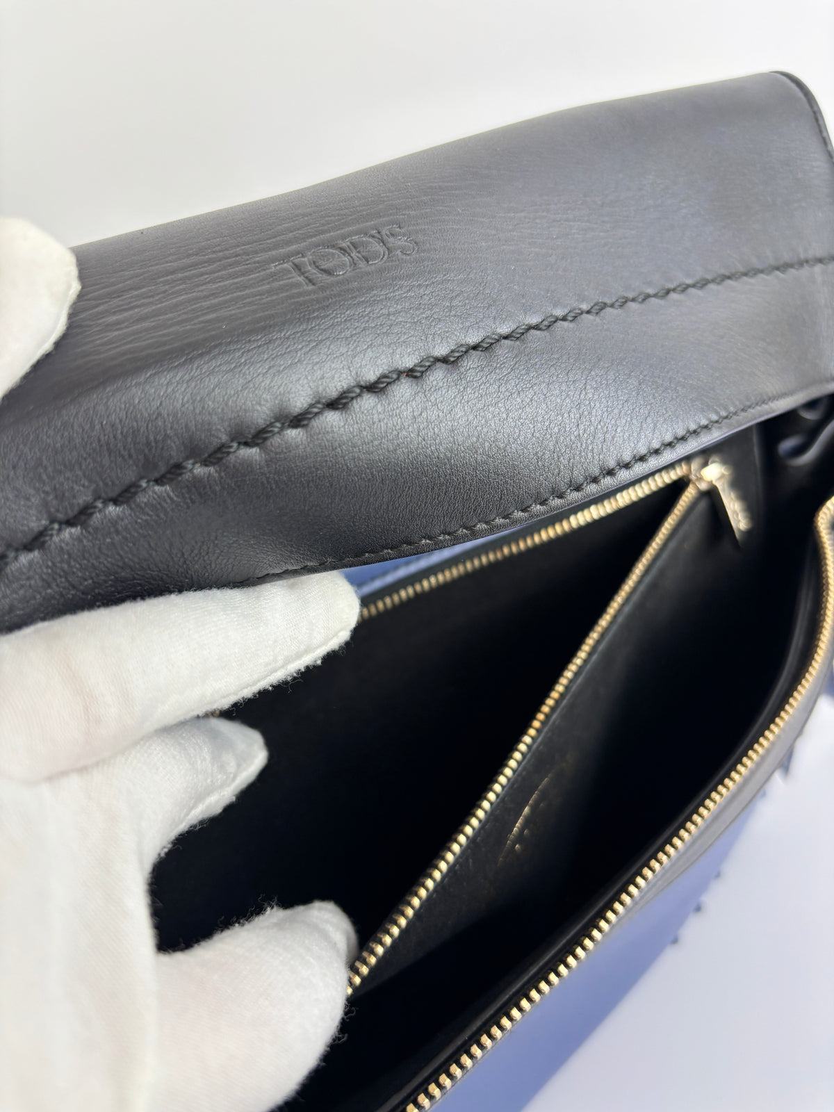 Black / Blue Calf Leather Medium Wave Bag - Glampot