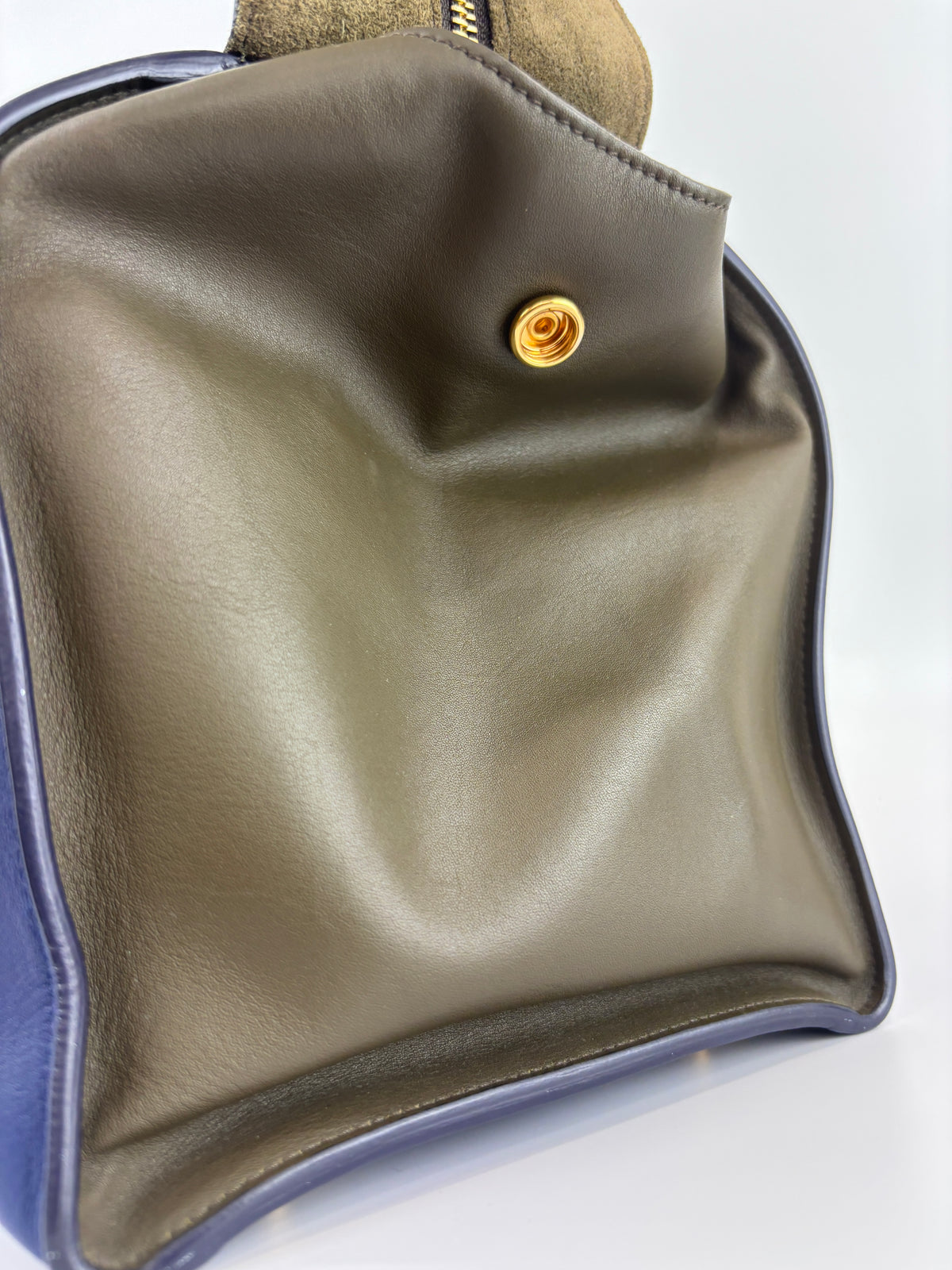 Small Smooth Blue Calfskin Tricolor Ring Bag - Glampot