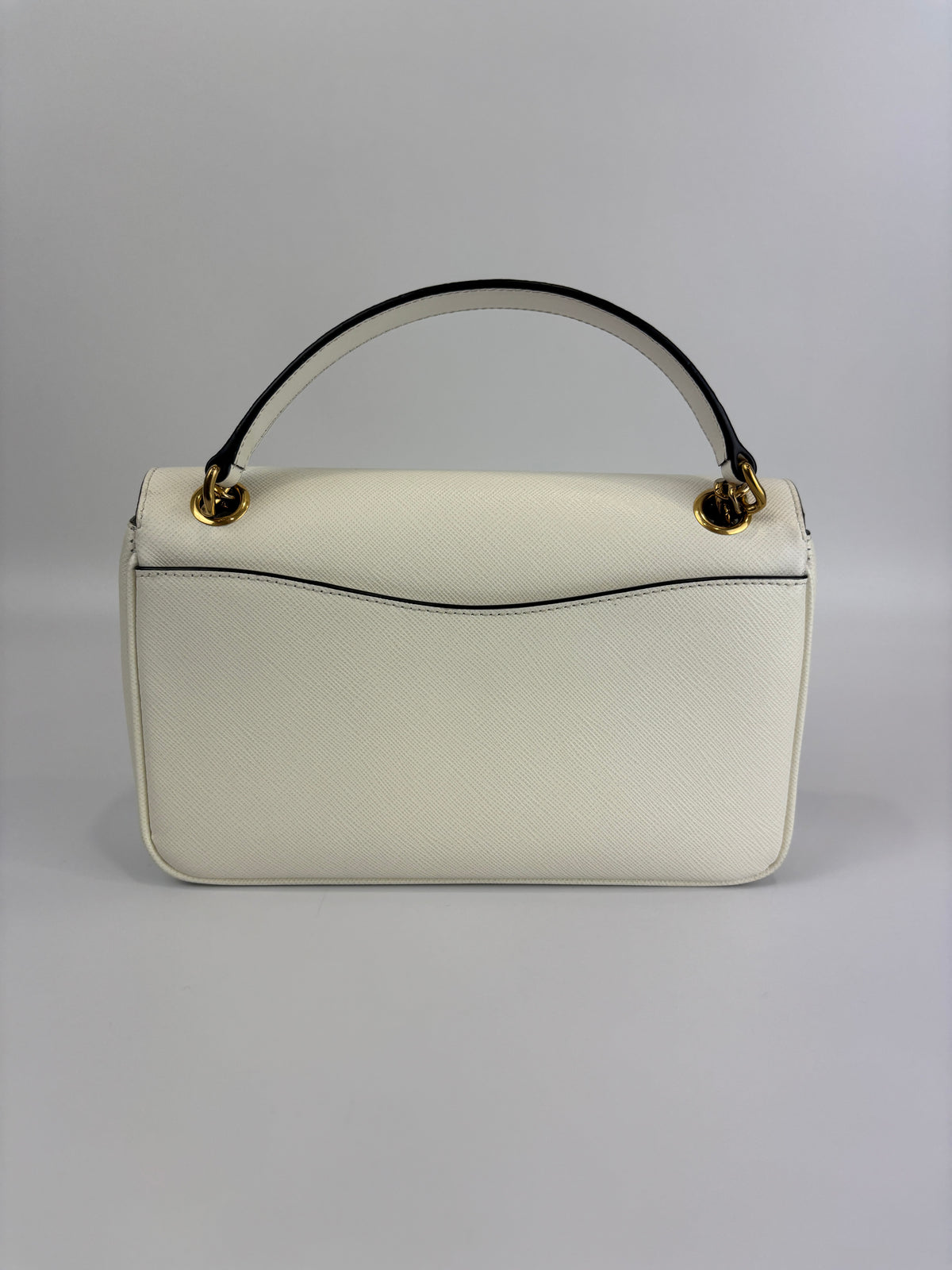 1BD1963 Bianco Saffiano Flap Shoulder Bag - Glampot