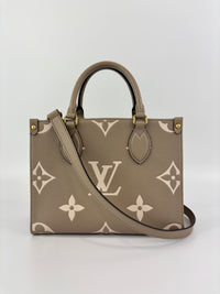 Louis Vuitton OnTheGo PM Bicolour Monogram Empreinte Tourterelle/Creme - Glampot