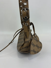 Le Cagole Extra Small Monogram Coated Canvas Shoulder Bag in Brown - Glampot