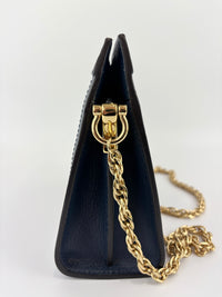 Gucci Ophidia Small Chain GG Web Shoulder Bag in Navy Calfskin - Glampot