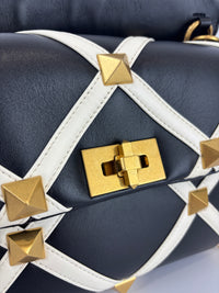 Roman Stud Chain Bag Black / White - Glampot
