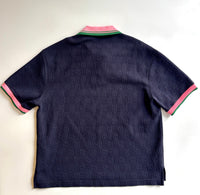 768579 GG Detail Jacquard Polo Shirt with Pink / Green Collar Size M - Glampot