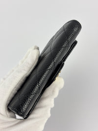 AP0212 Classic Flap Card Holder in Black Caviar GHW - Glampot