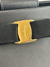 Salvatore Ferragamo Vara Ribbon Chain Shoulder Tote in Black - Glampot
