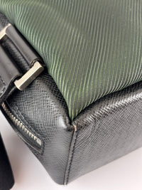 Black Taiga Leather / Green Beluga Messenger Bag - Glampot