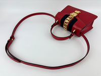 Gucci Sylvie Mini Leather Top Handle Crossbody Bag in Hibiscus Red - Glampot