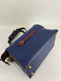 Small Smooth Blue Calfskin Tricolor Ring Bag - Glampot