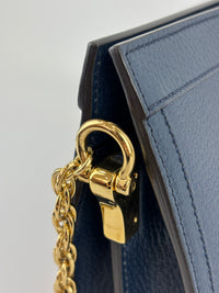 Gucci Ophidia Small Chain GG Web Shoulder Bag in Navy Calfskin - Glampot