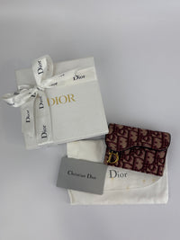 Red Oblique Canvas Saddle Bloom Card Holder Wallet - Glampot