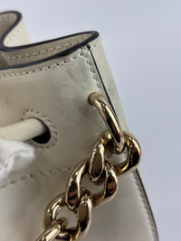Jimmy Choo Small Bon Bon Leather Bucket Bag in White - Glampot