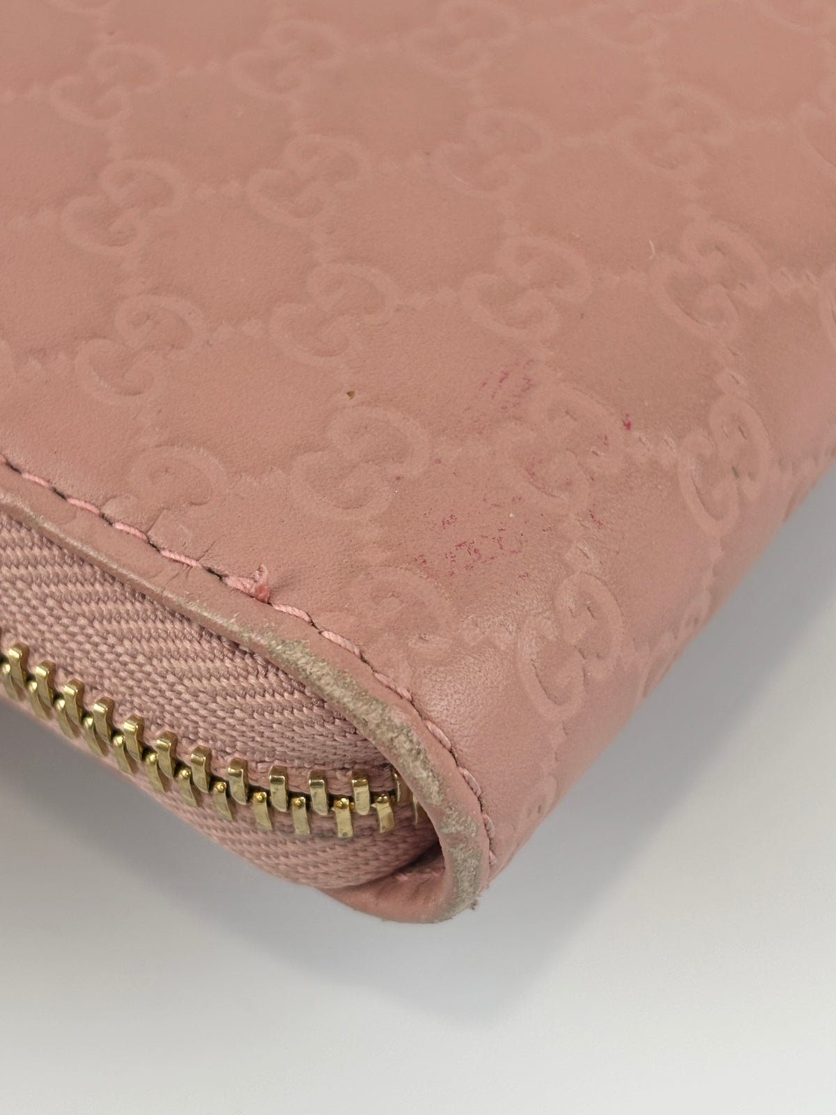 Gucci Microguccissima Zip Around Long Wallet in Dusty Pink - Glampot