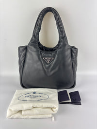 1BG413 Medium Padded Soft Nappa Leather Bag Black - Glampot