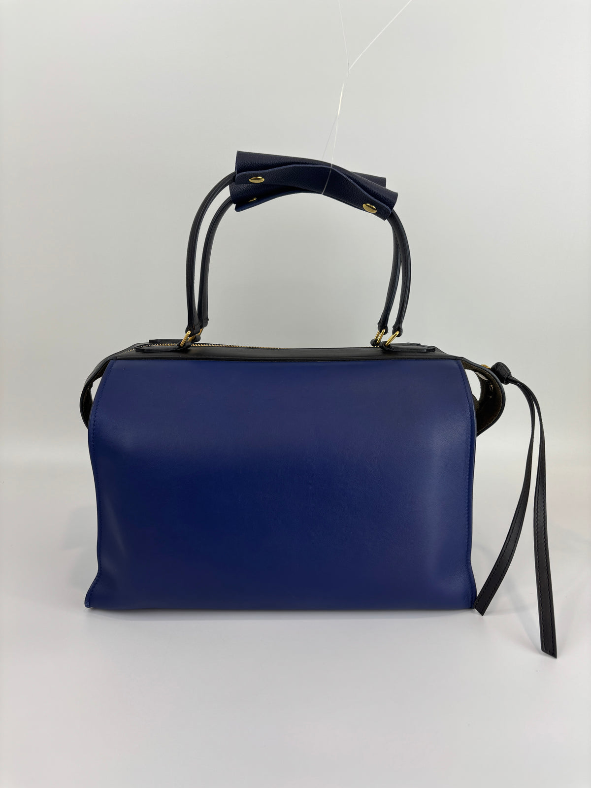 Small Smooth Blue Calfskin Tricolor Ring Bag - Glampot