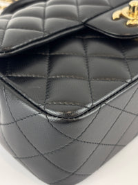 Chanel AS2431 Mini Rectangular Flap Bag with Top Handle in Black Lambskin LGHW - Glampot