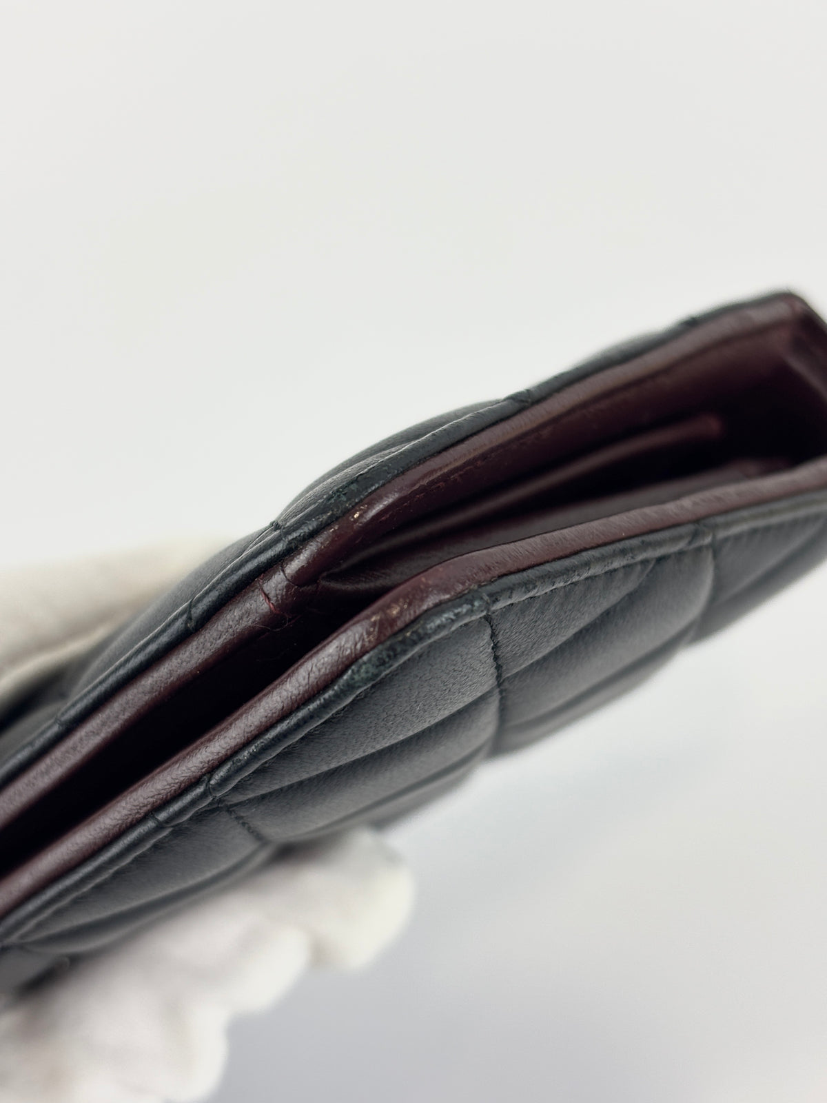 Chanel Bi-fold Yen Wallet in Black Lambskin SHW - Glampot