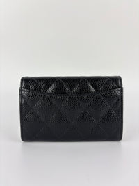 AP0212 Classic Flap Card Holder in Black Caviar GHW - Glampot