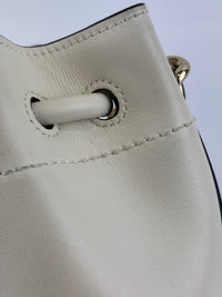Jimmy Choo Small Bon Bon Leather Bucket Bag in White - Glampot