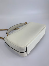 1BD1963 Bianco Saffiano Flap Shoulder Bag - Glampot