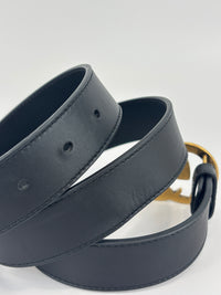 Gucci GG Marmont Slim Leather Belt in Black Size 85 - Glampot