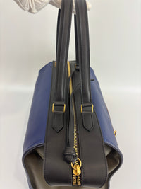 Small Smooth Blue Calfskin Tricolor Ring Bag - Glampot