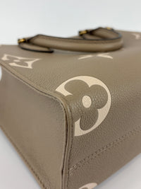 Louis Vuitton OnTheGo PM Bicolour Monogram Empreinte Tourterelle/Creme - Glampot