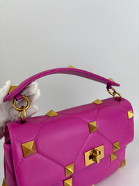 Roman Stud Medium Chain Bag Pink - Glampot