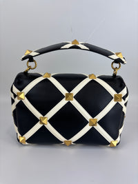 Roman Stud Chain Bag Black / White - Glampot