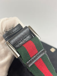 Gucci Black Web Strap Flap Messenger GG Canvas Medium - Glampot