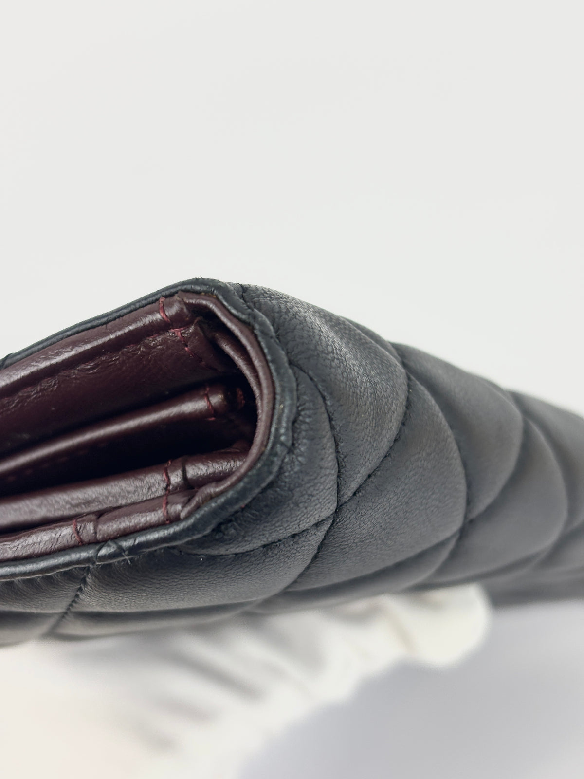Chanel Bi-fold Yen Wallet in Black Lambskin SHW - Glampot