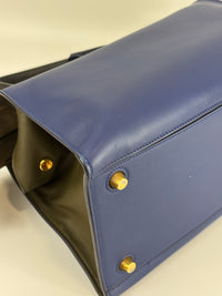 Small Smooth Blue Calfskin Tricolor Ring Bag - Glampot