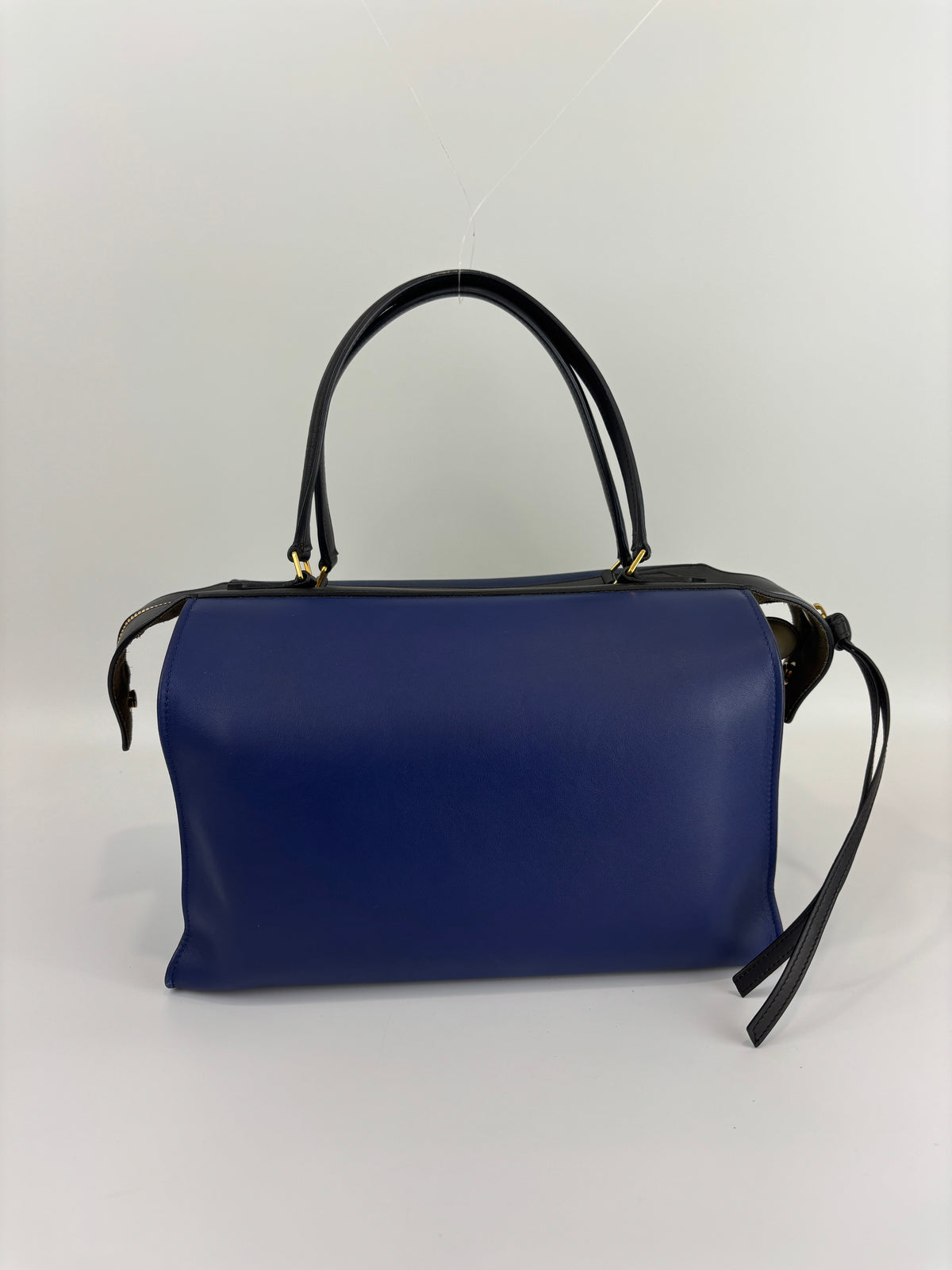 Small Smooth Blue Calfskin Tricolor Ring Bag - Glampot