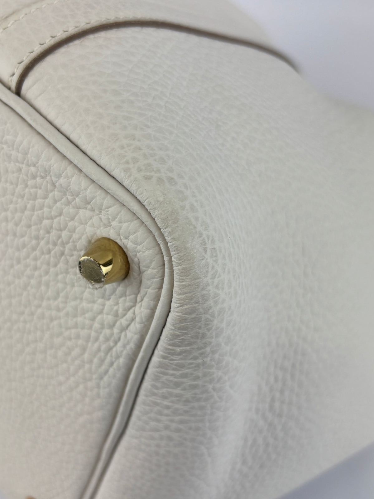Hermès New White Picotin 18 Clemence Leather Gold Hardware - Glampot