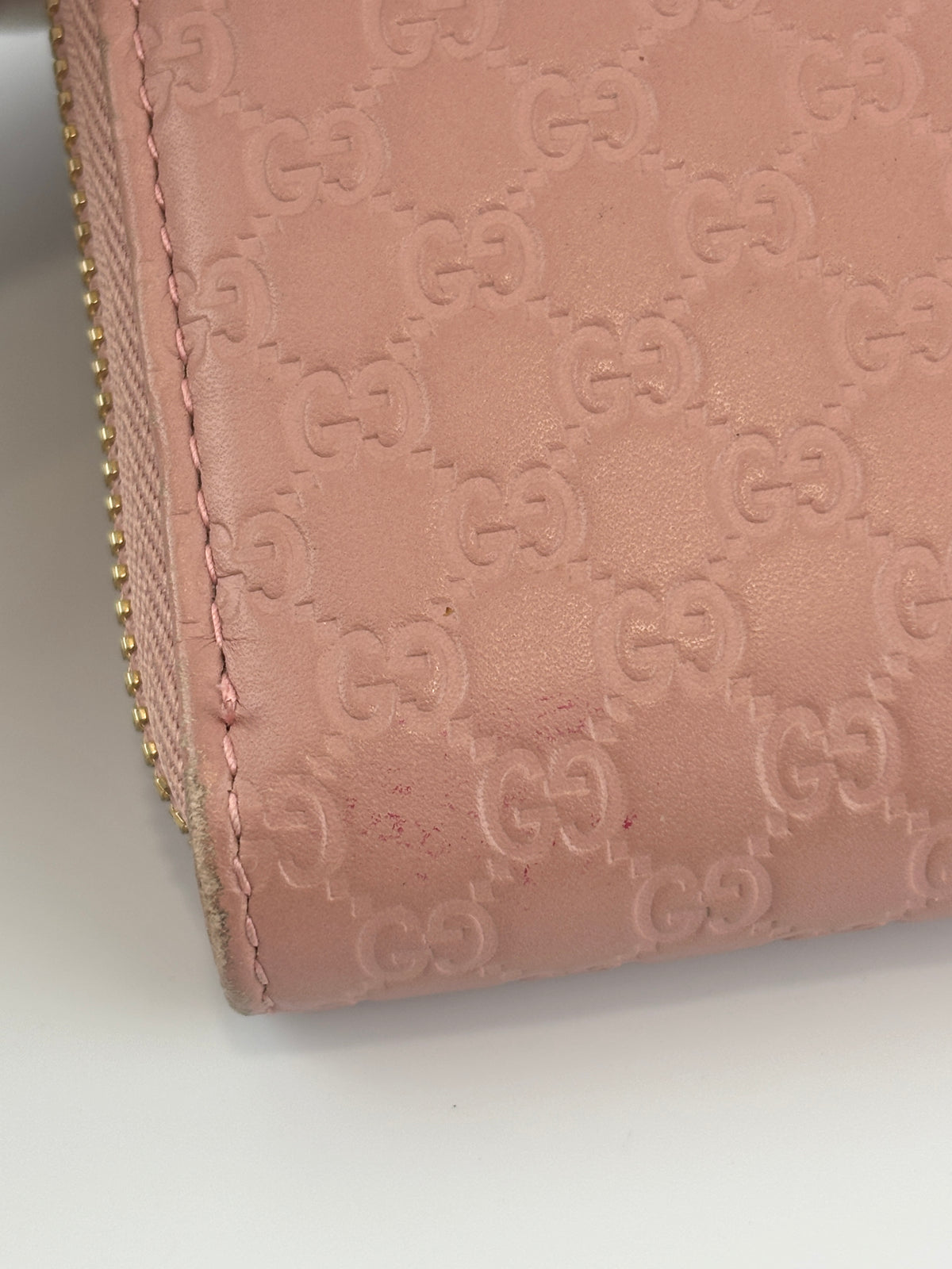 Gucci Microguccissima Zip Around Long Wallet in Dusty Pink - Glampot