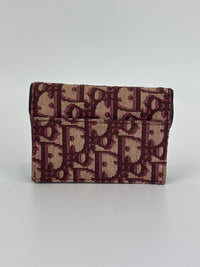 Red Oblique Canvas Saddle Bloom Card Holder Wallet - Glampot
