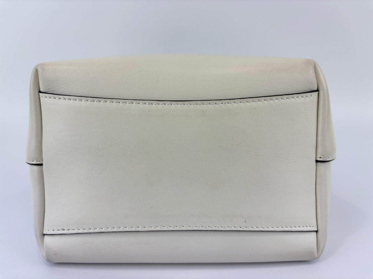 Jimmy Choo Small Bon Bon Leather Bucket Bag in White - Glampot