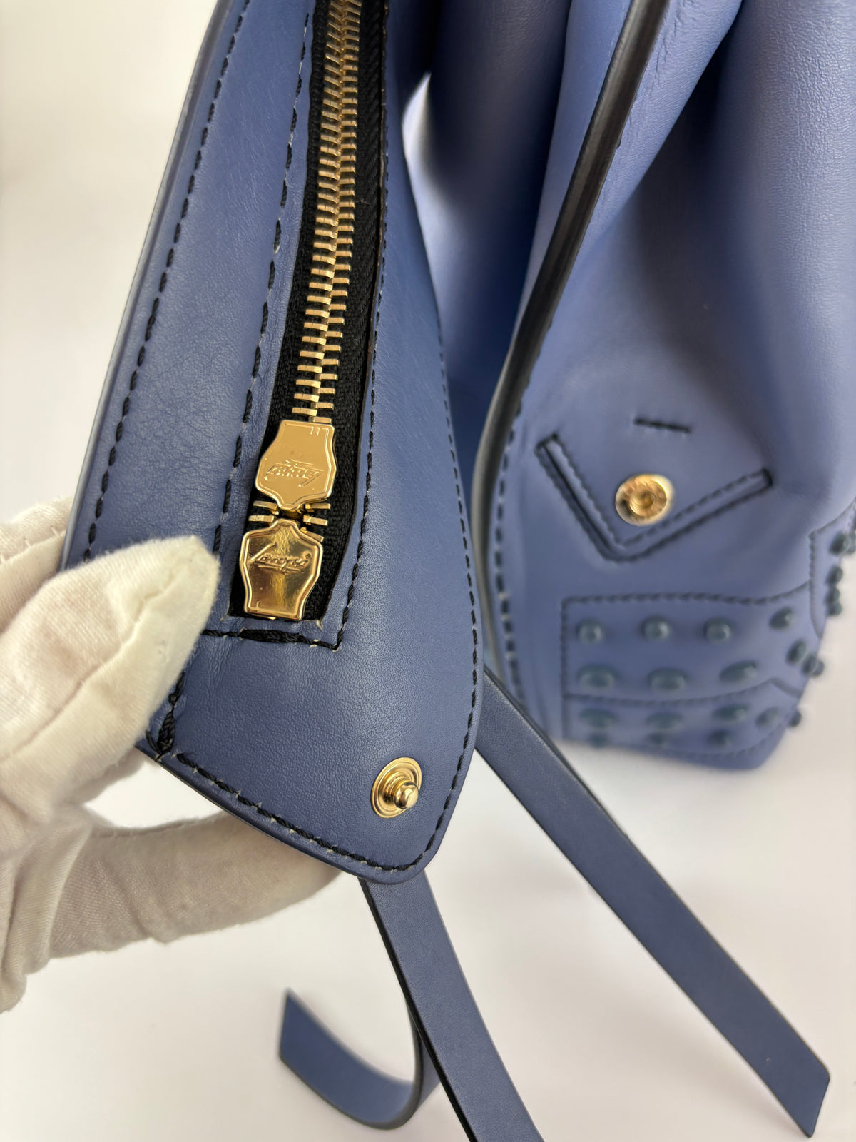 Black / Blue Calf Leather Medium Wave Bag - Glampot