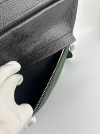 Black Taiga Leather / Green Beluga Messenger Bag - Glampot