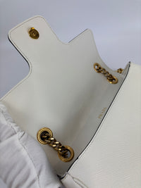 1BD1963 Bianco Saffiano Flap Shoulder Bag - Glampot