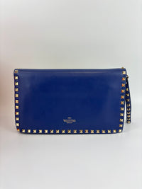 Valentino Garavani Rockstud Clutch in Navy - Glampot