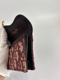 Red Oblique Canvas Saddle Bloom Card Holder Wallet - Glampot