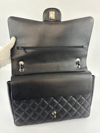 Maxi Classic Double Flap Bag Black Caviar Leather SHW - Glampot