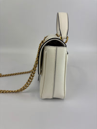 1BD1963 Bianco Saffiano Flap Shoulder Bag - Glampot