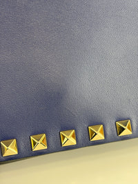 Valentino Garavani Rockstud Clutch in Navy - Glampot