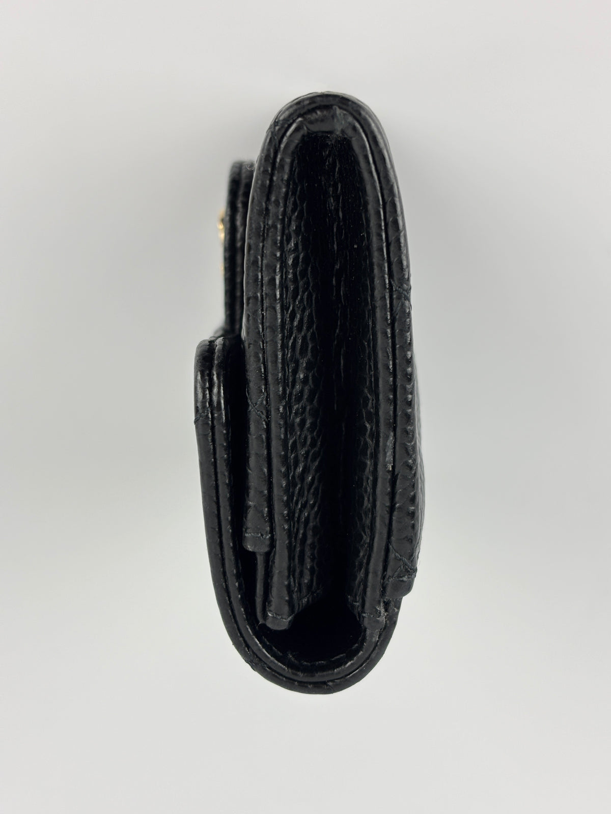 AP0212 Classic Flap Card Holder in Black Caviar GHW - Glampot