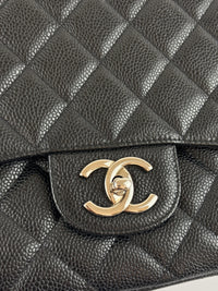 Maxi Classic Double Flap Bag Black Caviar Leather SHW - Glampot