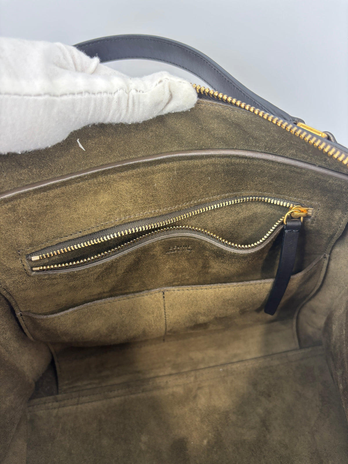 Small Smooth Blue Calfskin Tricolor Ring Bag - Glampot