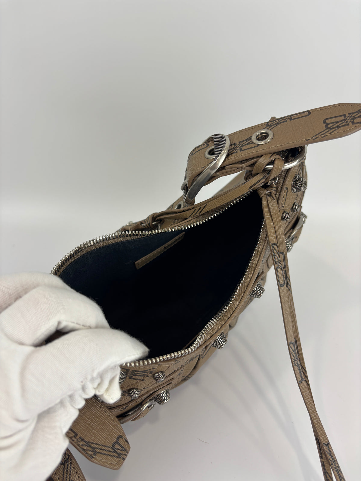 Le Cagole Extra Small Monogram Coated Canvas Shoulder Bag in Brown - Glampot